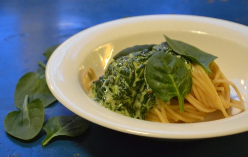 pasta m spenatsås