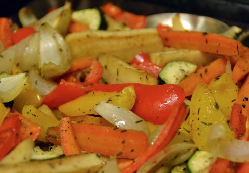 ugnsstekta grönsaker m chevre