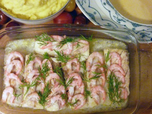 torsk m räksås och potatismos